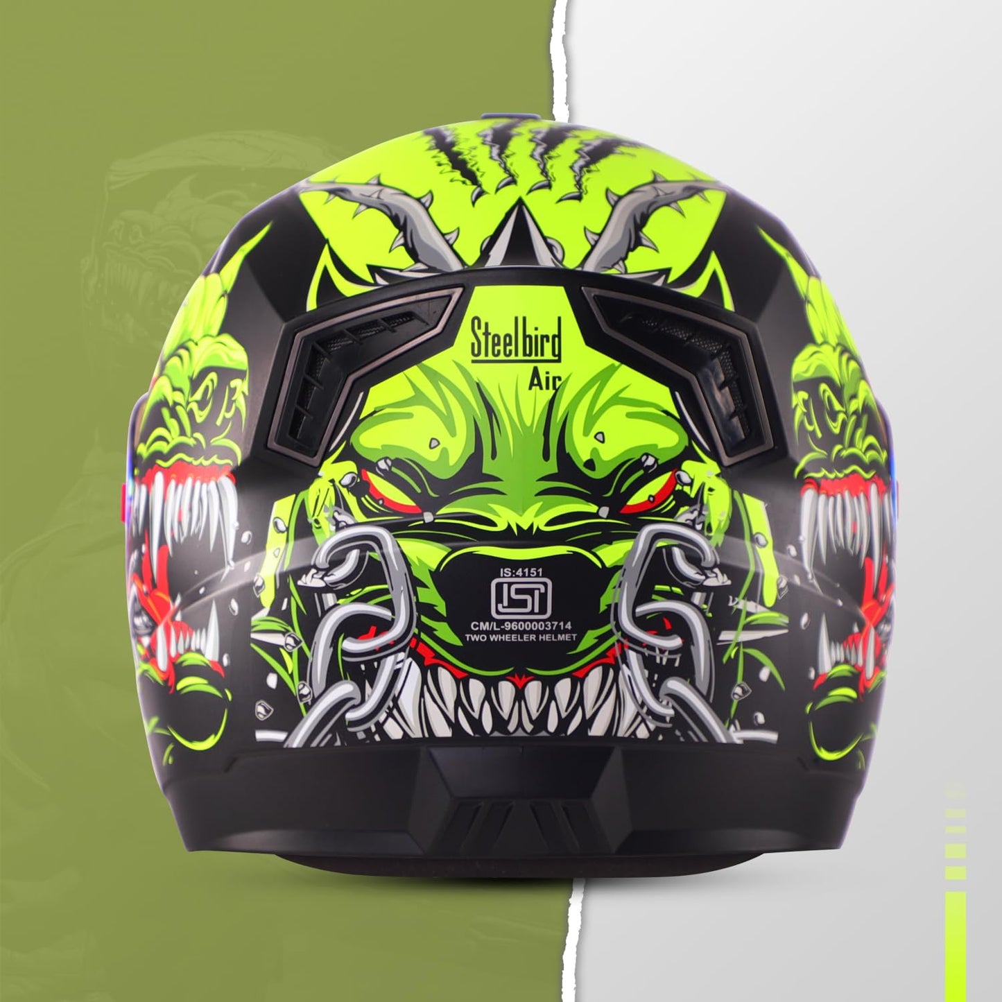 Steelbird SBA-1 Angry Dog ISI Certified Full Face Graphic Helmet for Men and Women with Inner Smoke Sun Shield