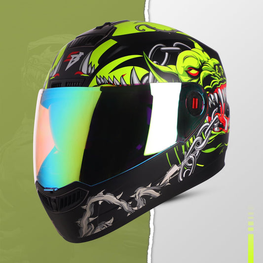 Steelbird SBA-1 Angry Dog ISI Certified Full Face Graphic Helmet for Men and Women with Inner Smoke Sun Shield